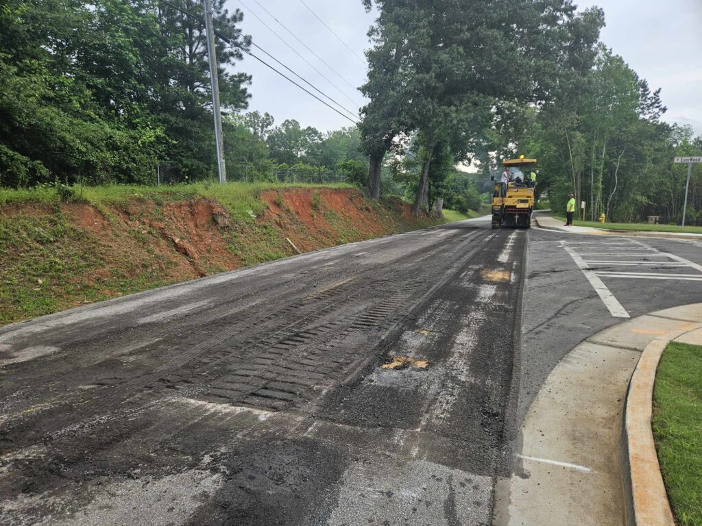 a construction milling machine on a freshly milled road